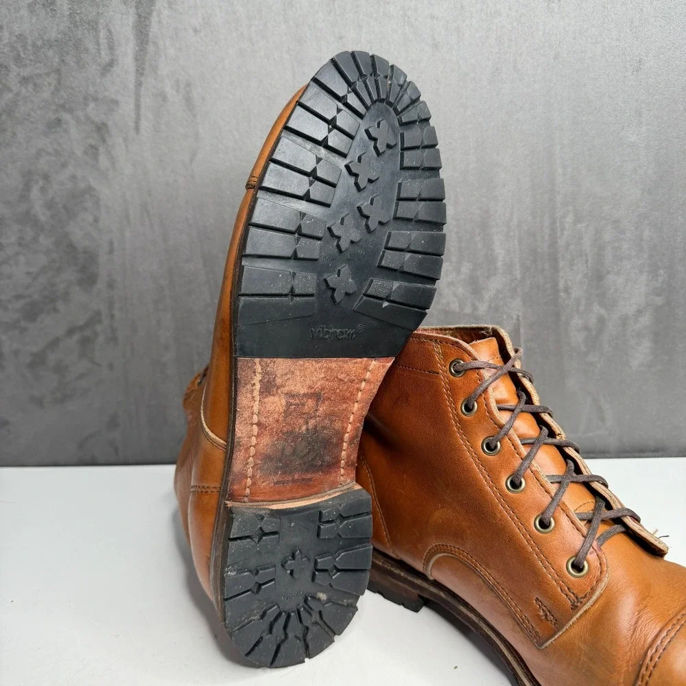 Men's Tan Leather Lace-Up Boots - Picture 6 of 13